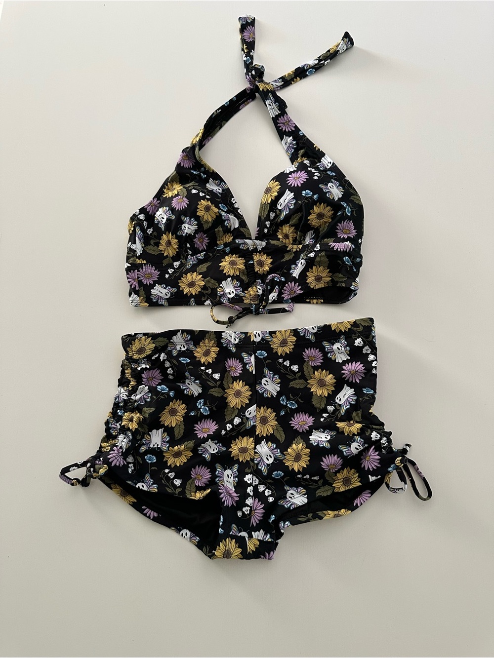 Ghost Bee Sunflower Swim Top & Bottoms Set